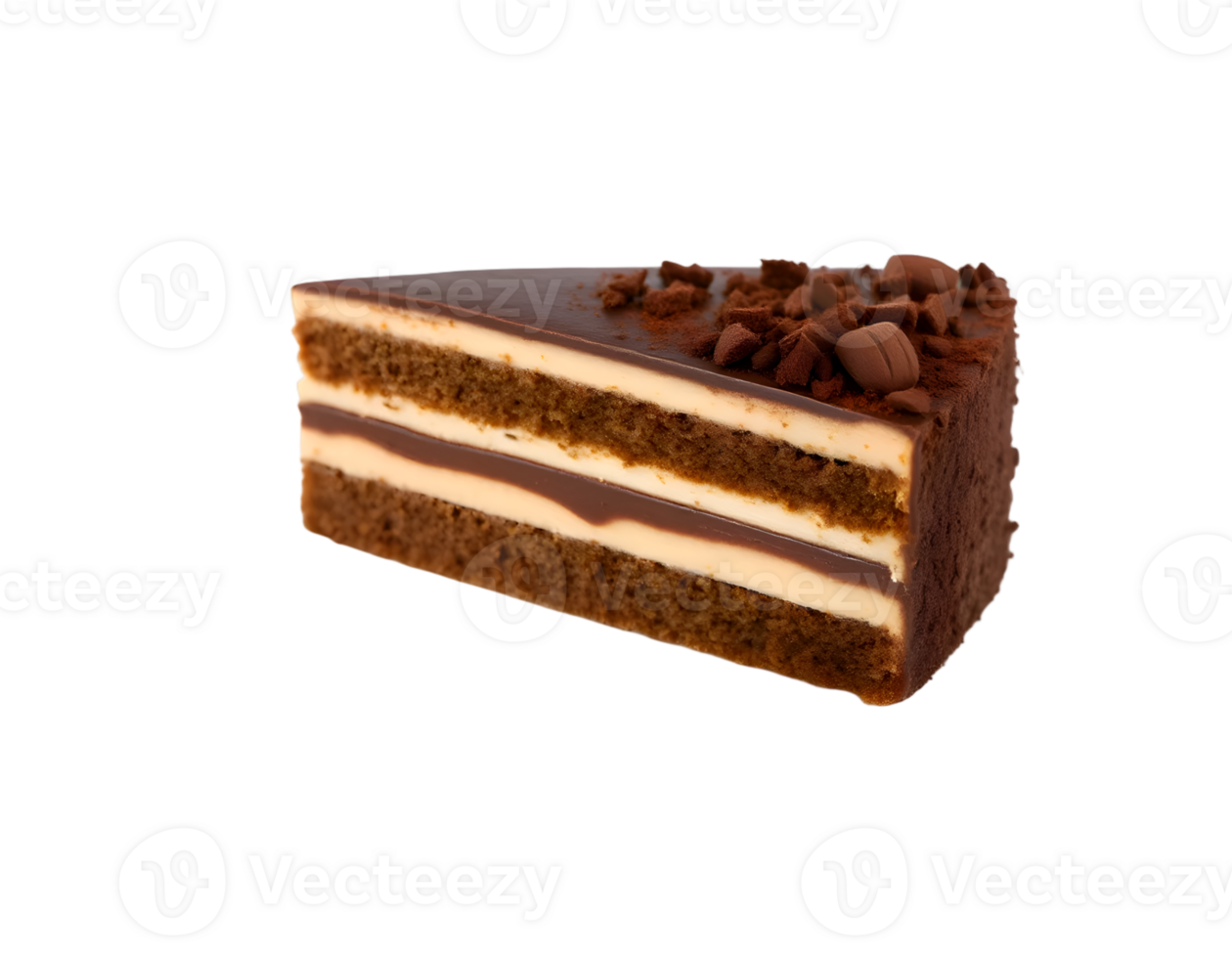 Slice of chocolate cake isolated on transparent background png