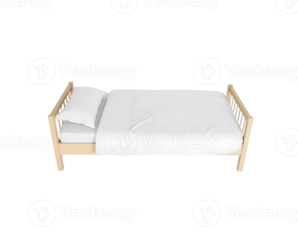 White single bed isolated on a transparent background png
