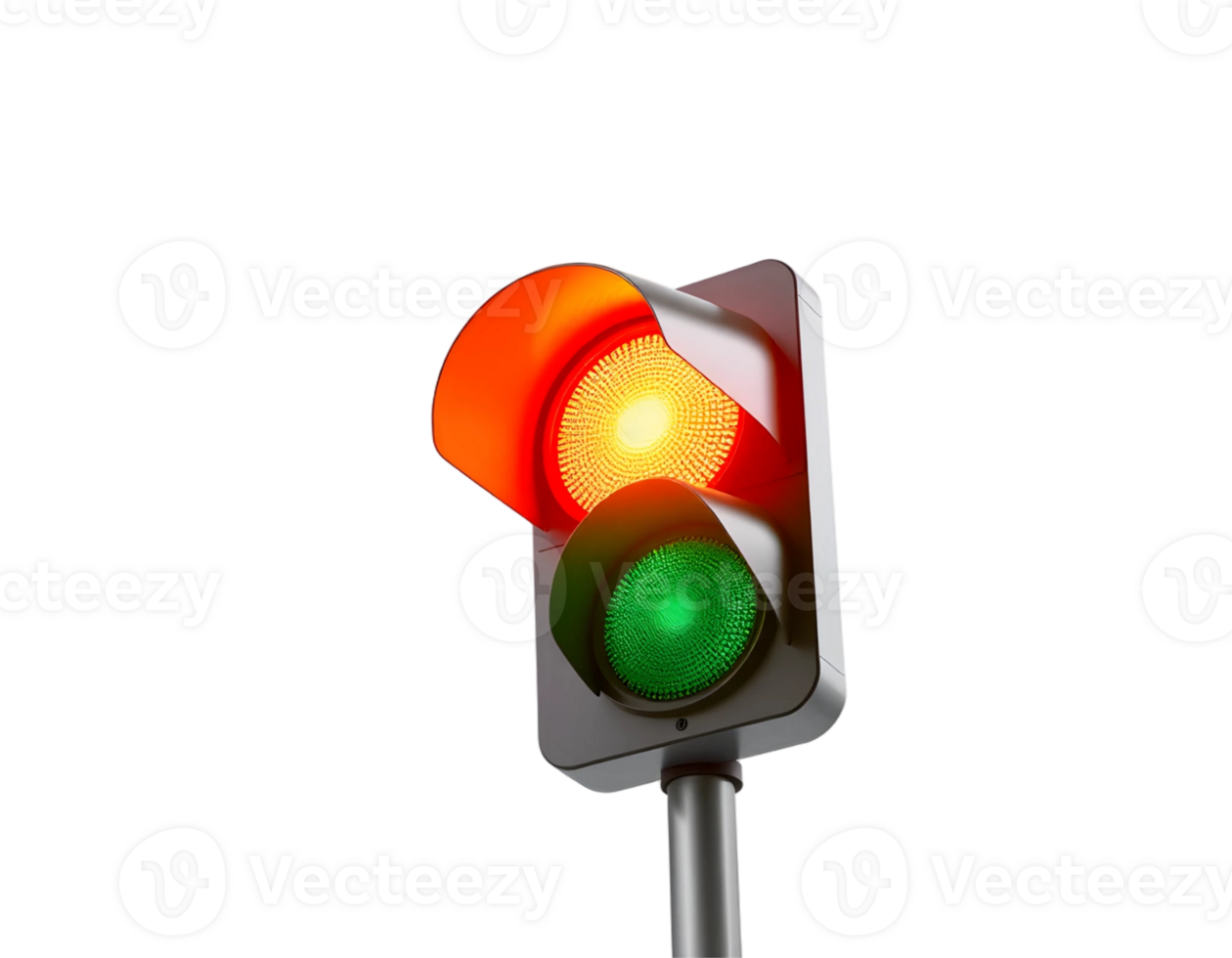 Traffic Light with Red, Yellow, and Green Lights Illuminated png