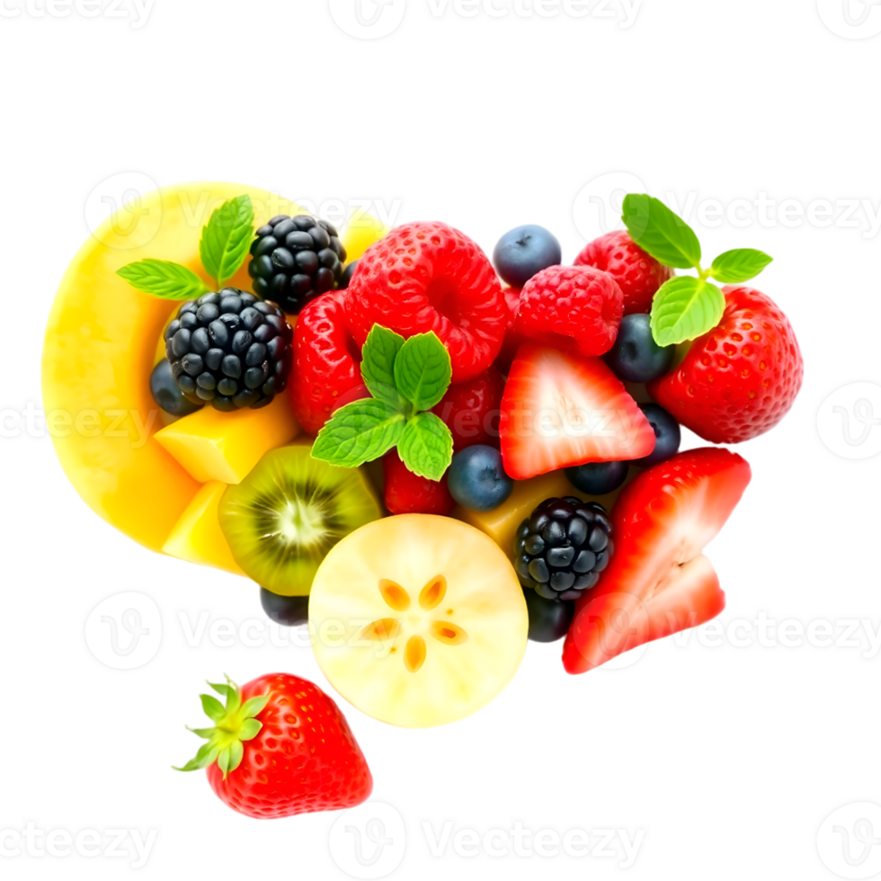 A vibrant and delicious fruit salad featuring strawberries raspberries blueberries blackberries png