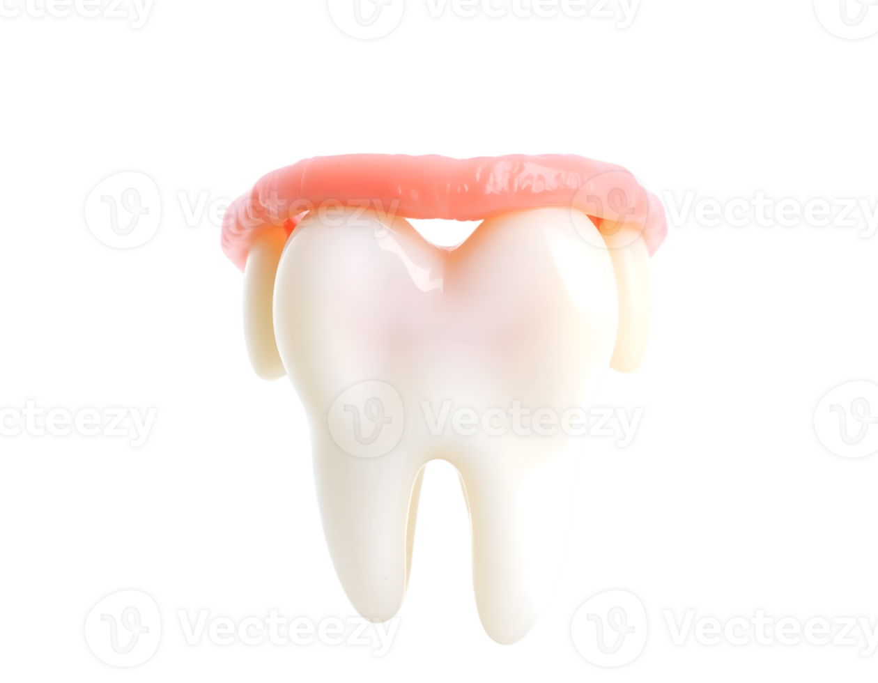 Artificial tooth with pink gums png