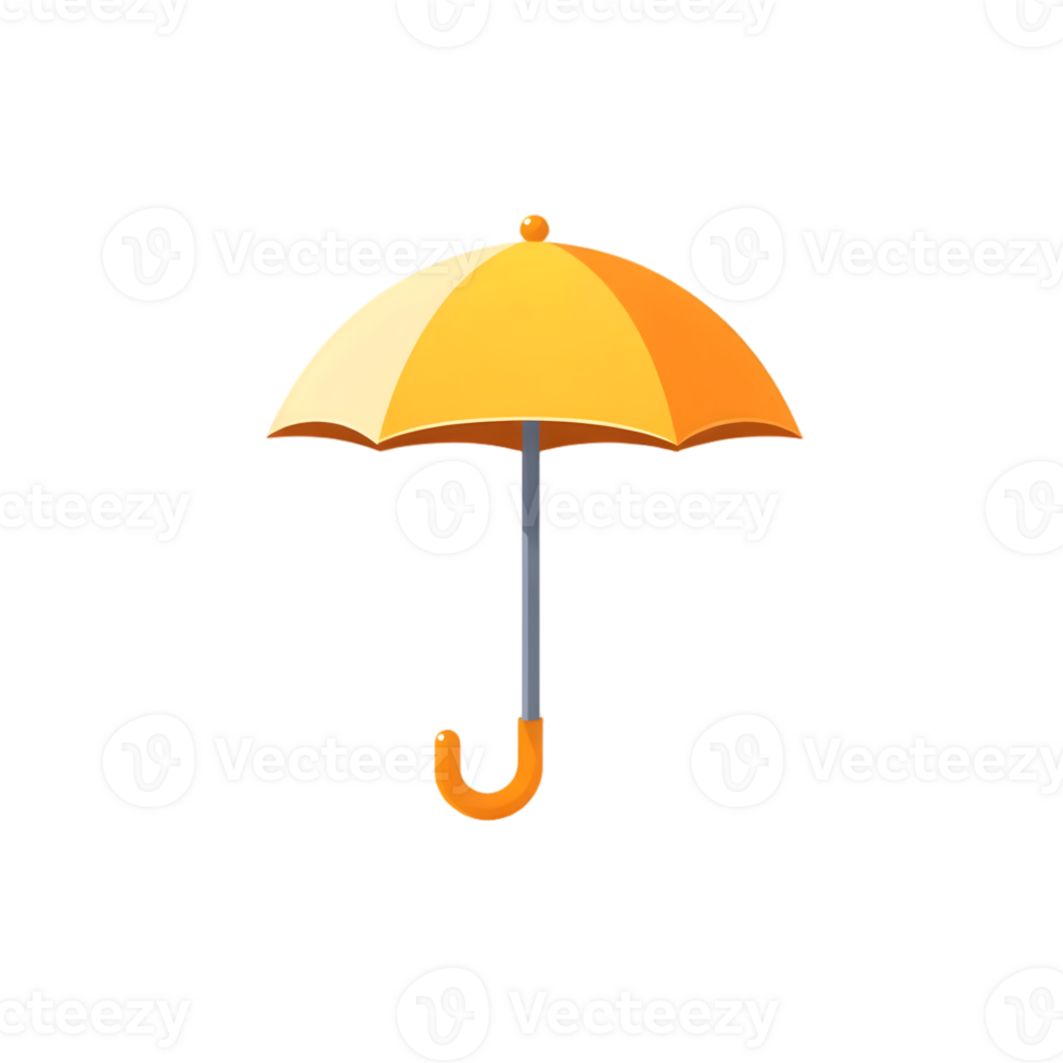 A simple orange and yellow umbrella with a curved handle png