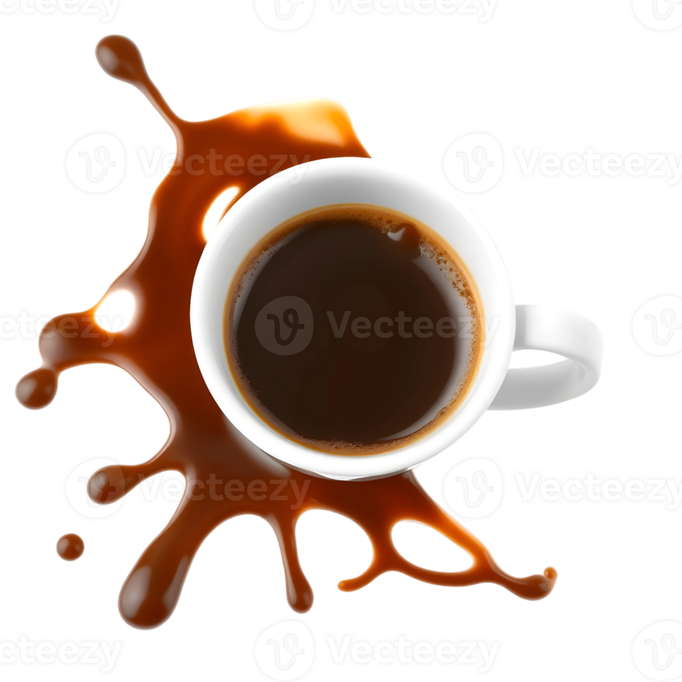 Coffee cup with a splash of liquid png