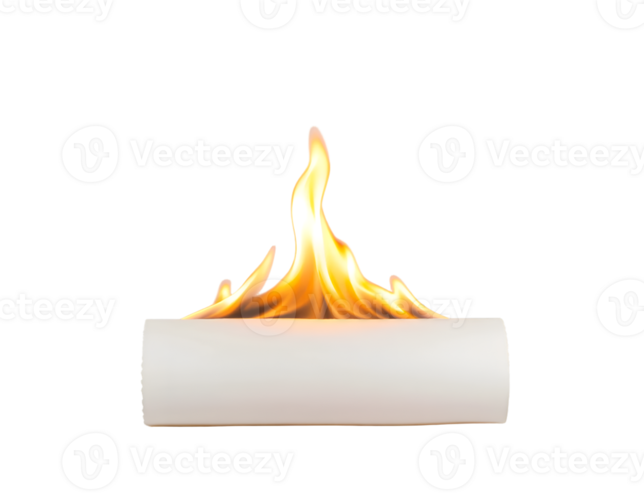 Burning white paper isolated on a transparent background with vibrant flames. png