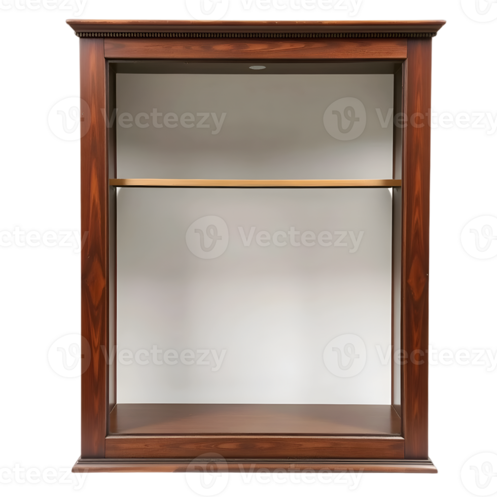 Elegant Wooden Display Cabinet with Shelves png