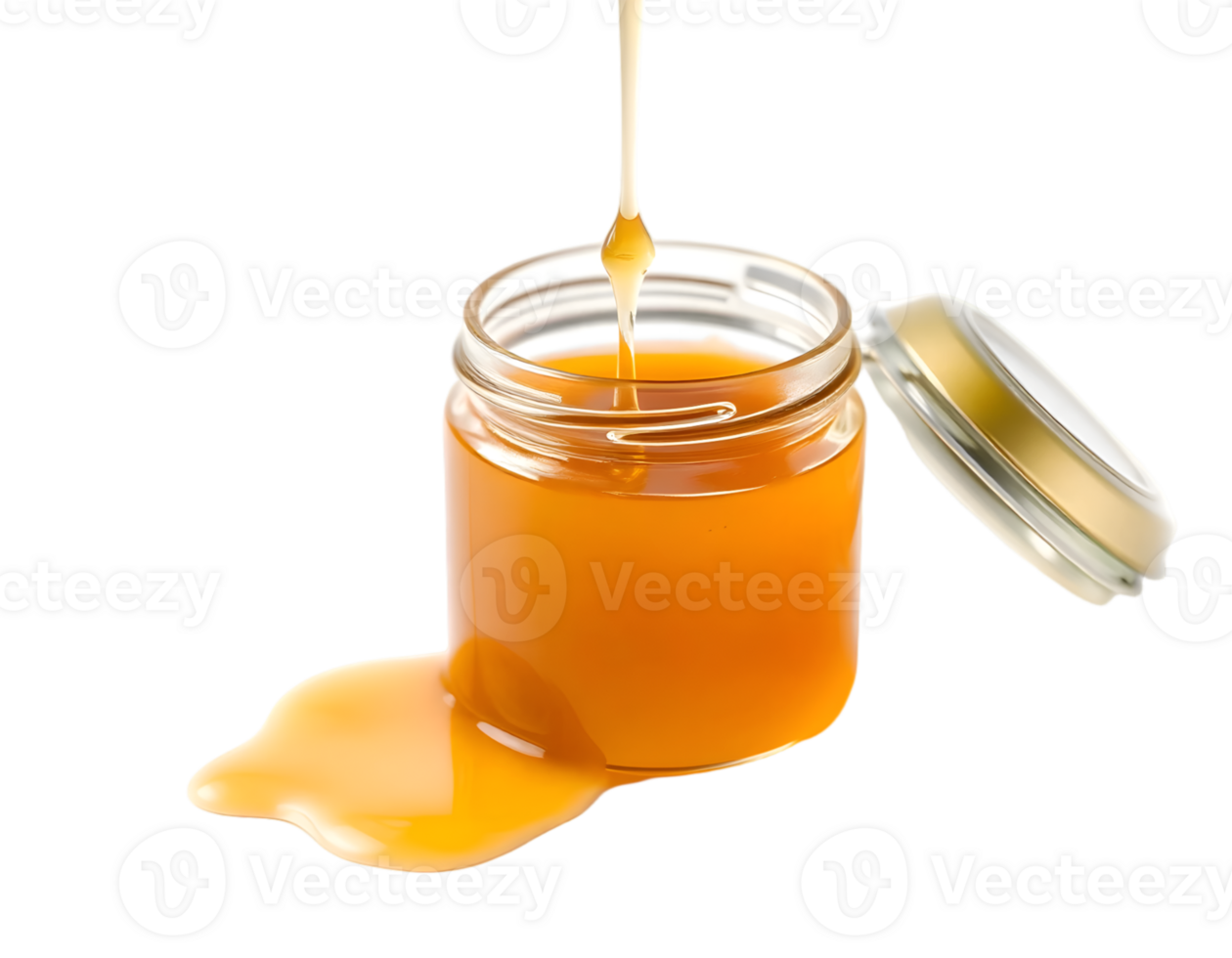 Honey jar with a dripping liquid png