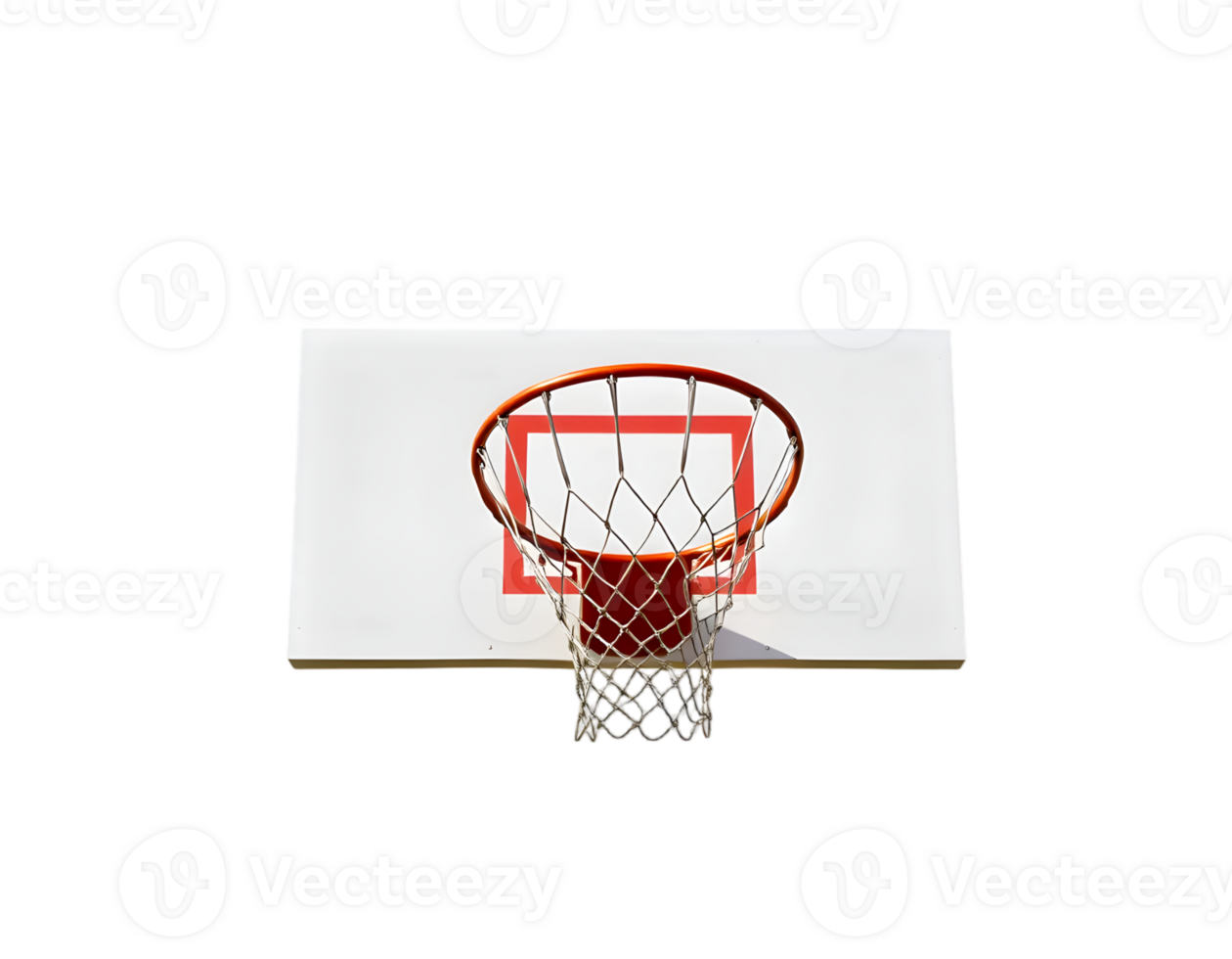 Basketball hoop and net on a white backboard. png