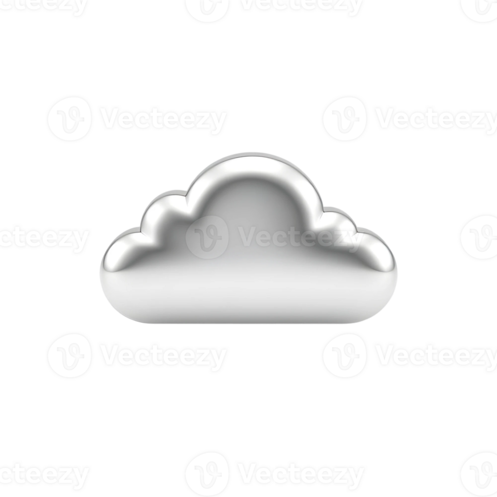 3D Rendered White Cloud Icon Isolated on Transparent Background png