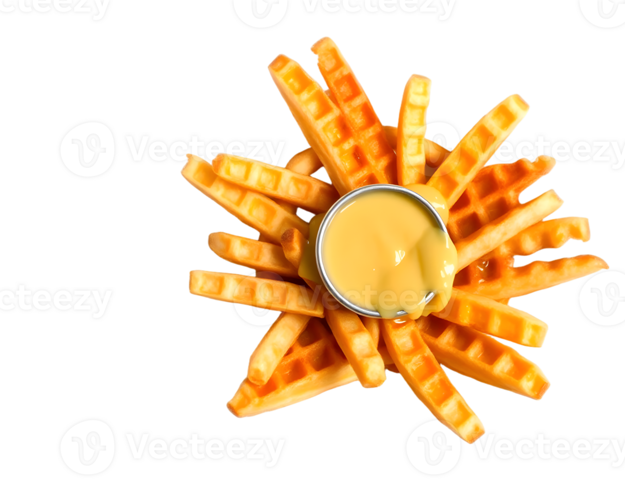 Waffle fries with cheese sauce png