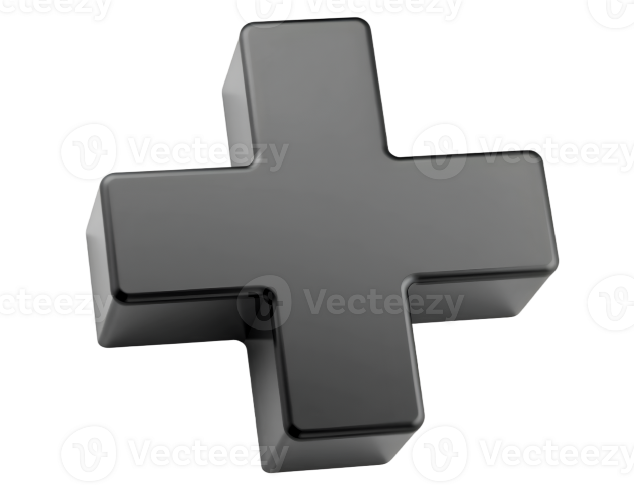 Black glossy plus sign on transparent background png