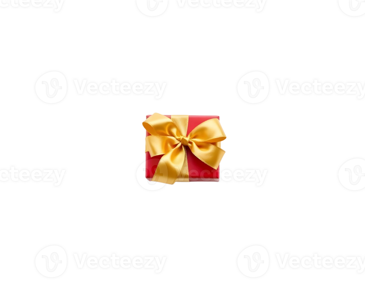 Red gift box with a gold ribbon bow png