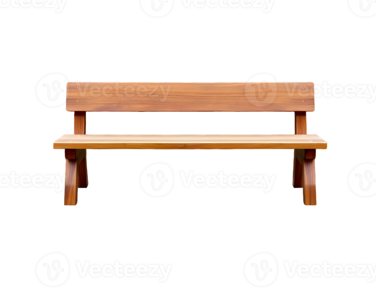 Wooden bench with backrest on a transparent background png
