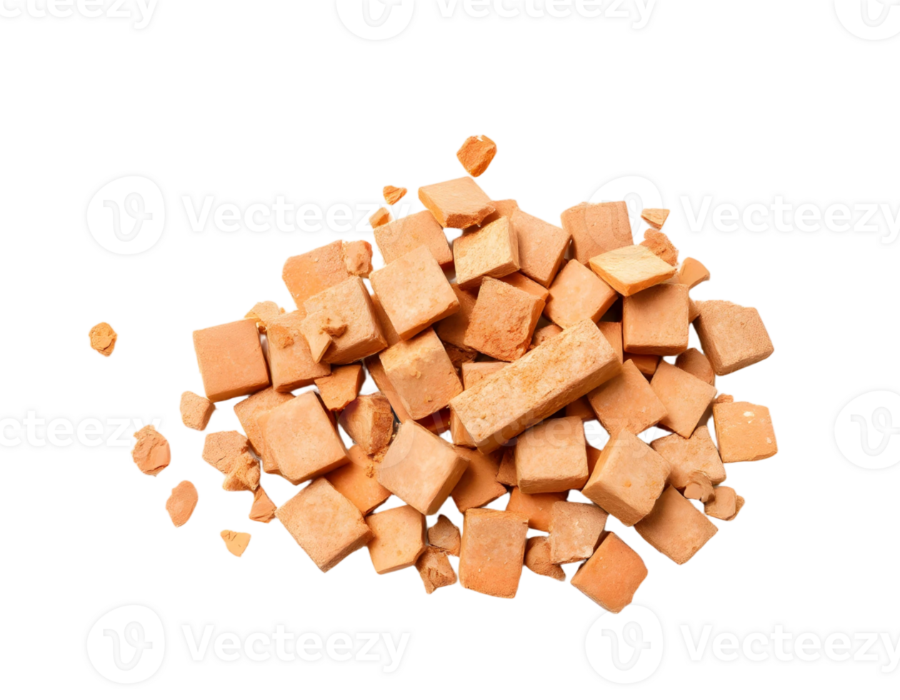 Pile of broken bricks isolated on a transparent background png
