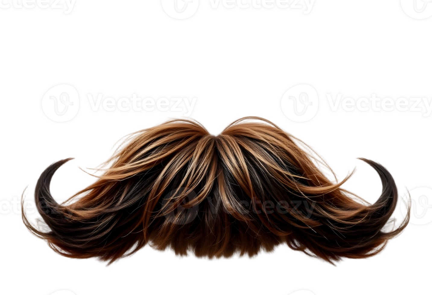 Stylish brown mustache with curls png