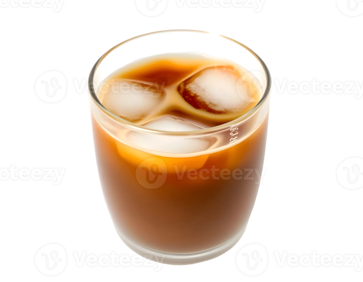 Refreshing Iced Coffee in a Glass with Ice Cubes png