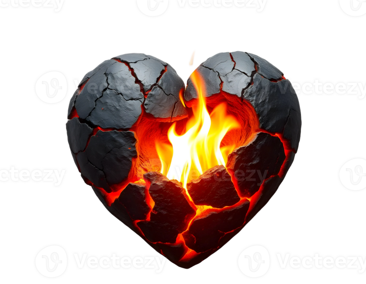 Broken Heart with Fire png