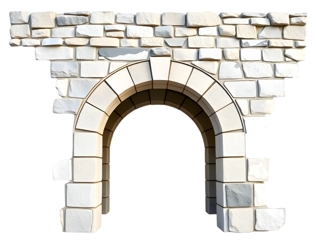 Stone Archway Architecture with Grey and White Blocks png