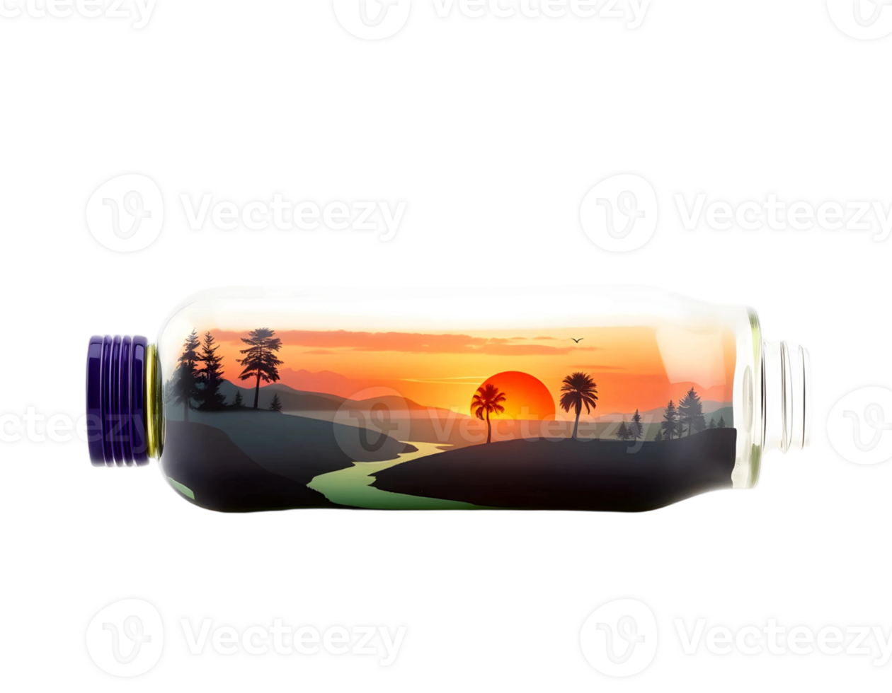 Sunset Landscape Inside a Bottle png