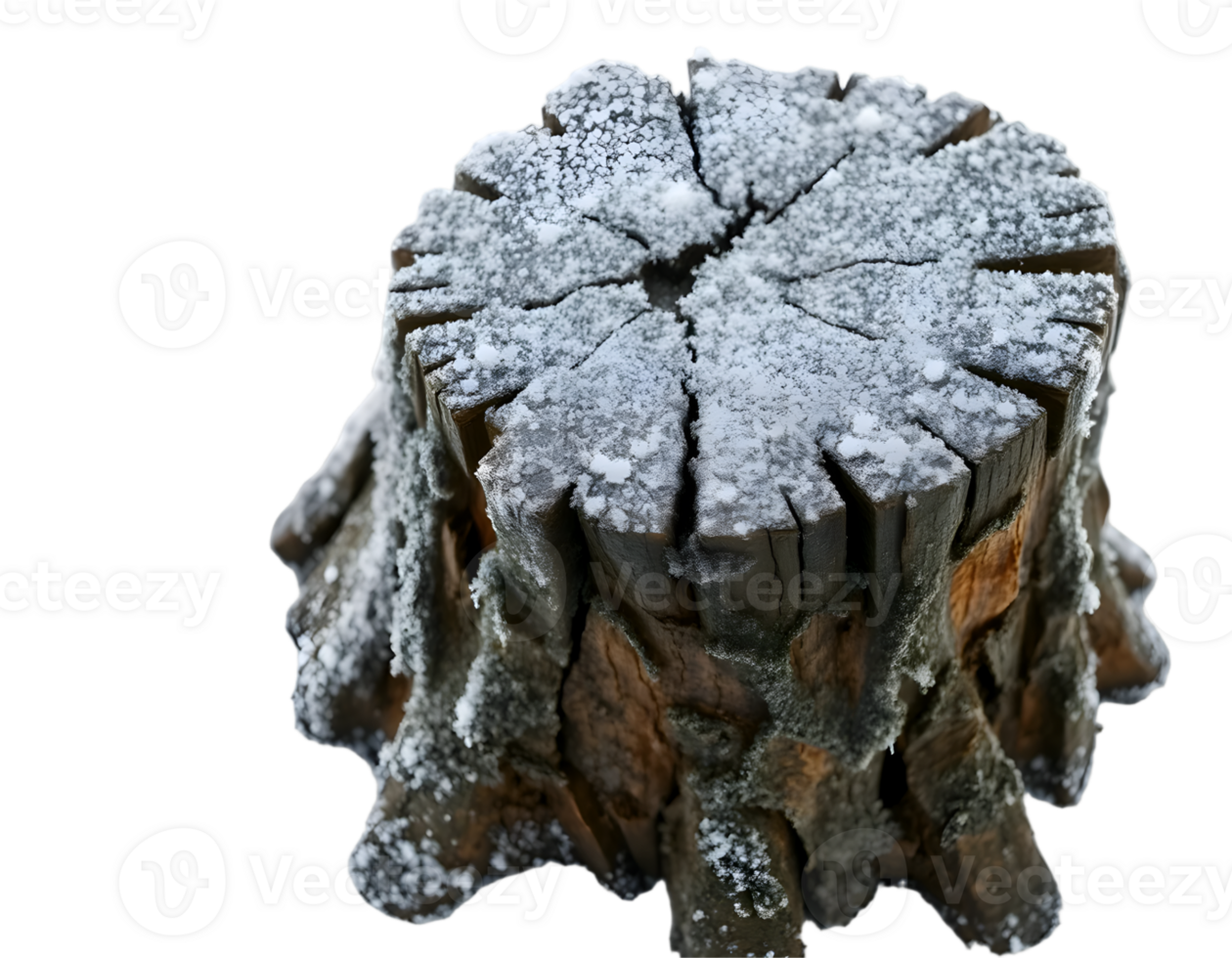 Snowy Tree Stump in Winter png