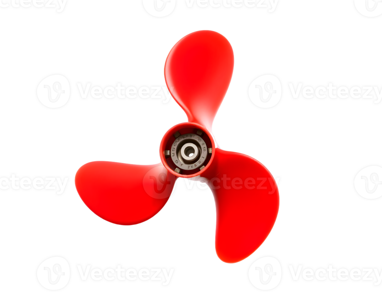 Red Three-Bladed Propeller for Marine Vessels png