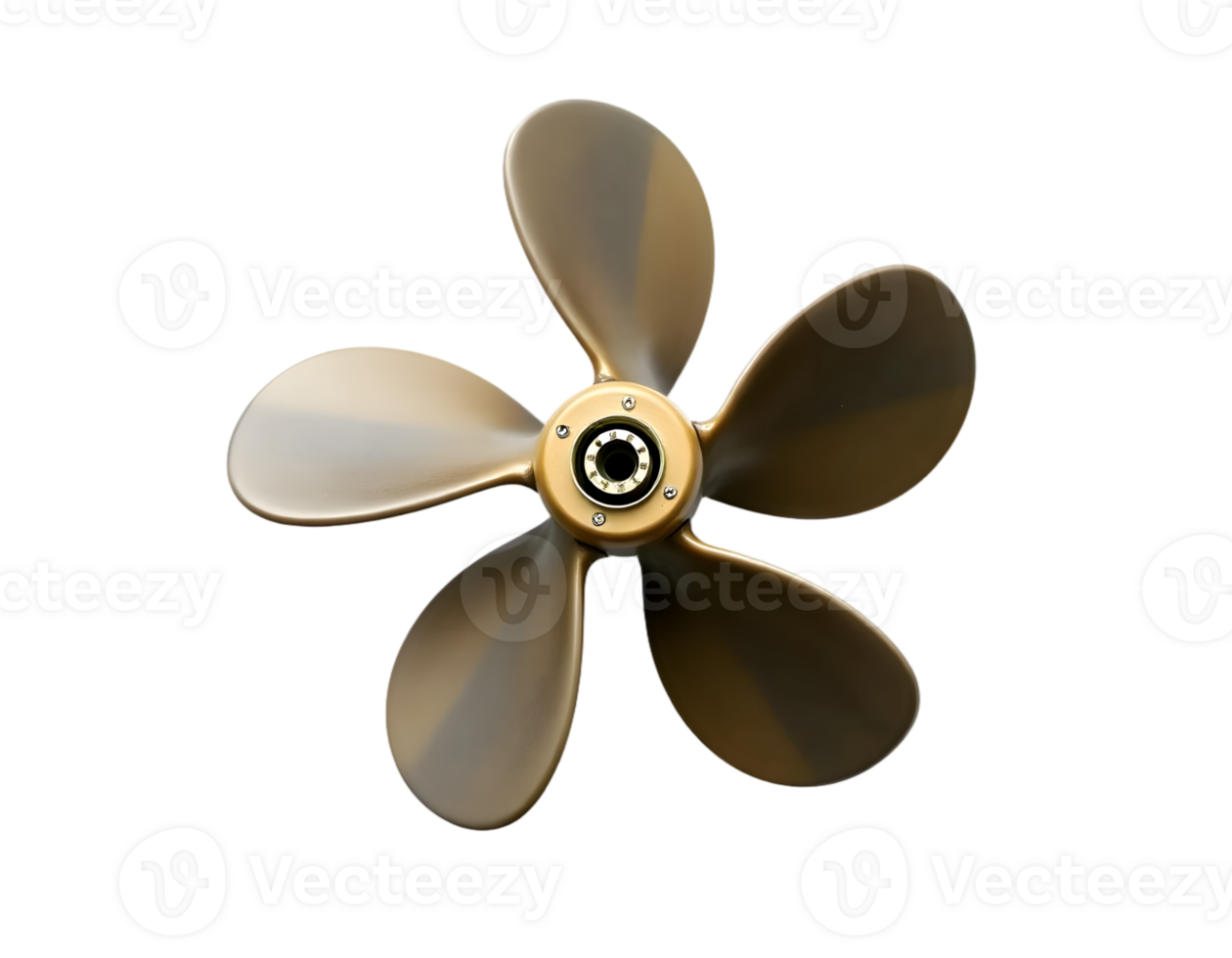 Close-up of a bronze boat propeller with five blades png