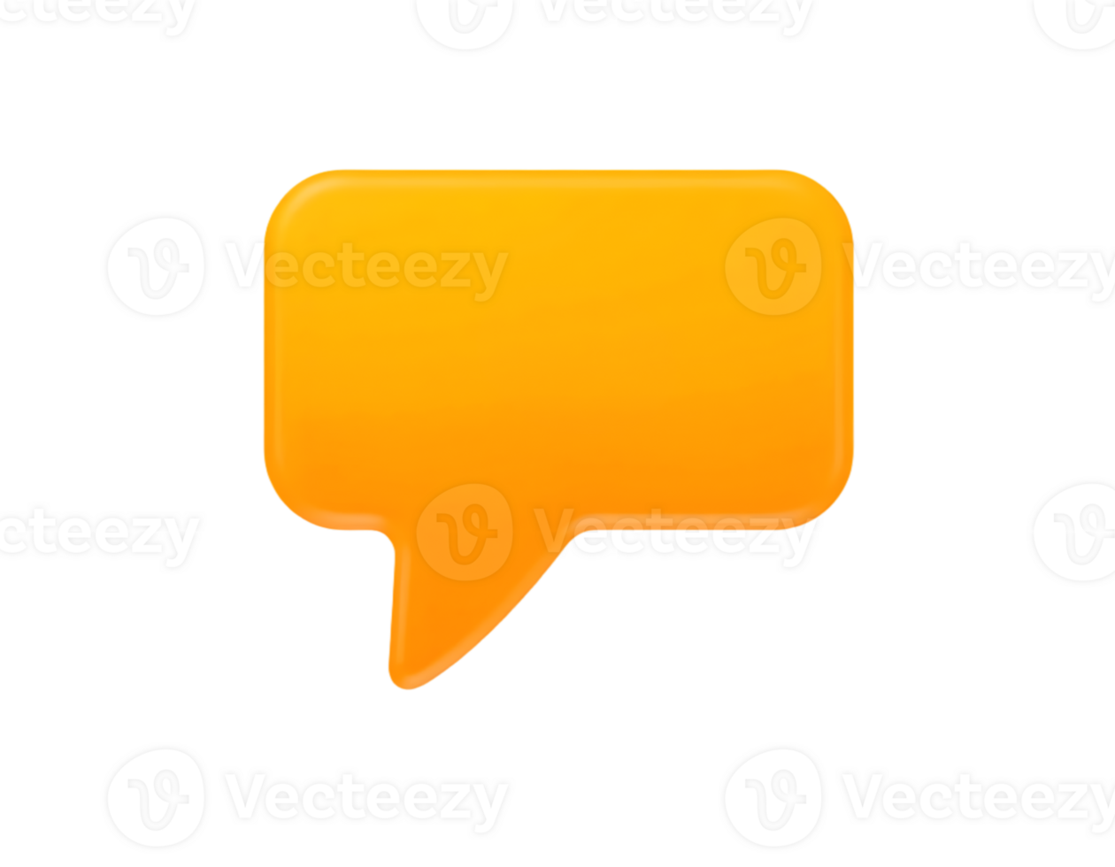 Yellow 3D Speech Bubble for Chat and Communication on Transparent Background png