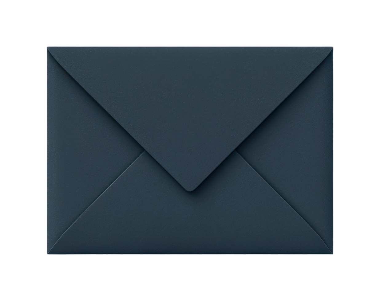 Closed dark blue envelope with defined flaps and neat edges, cut out png