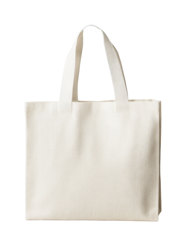Canvas tote bag with handles and minimalist design, cut out png
