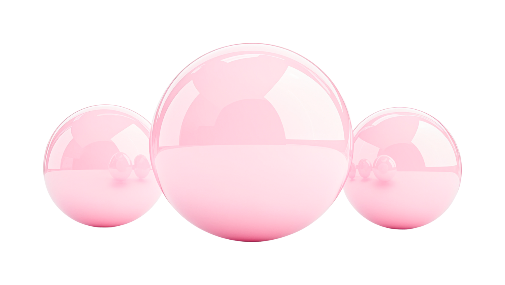 Glossy pink spheres in various sizes, cut out png