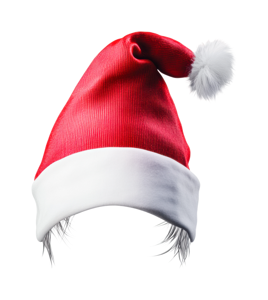 Santa hat with white trim and pom-pom, cut out png