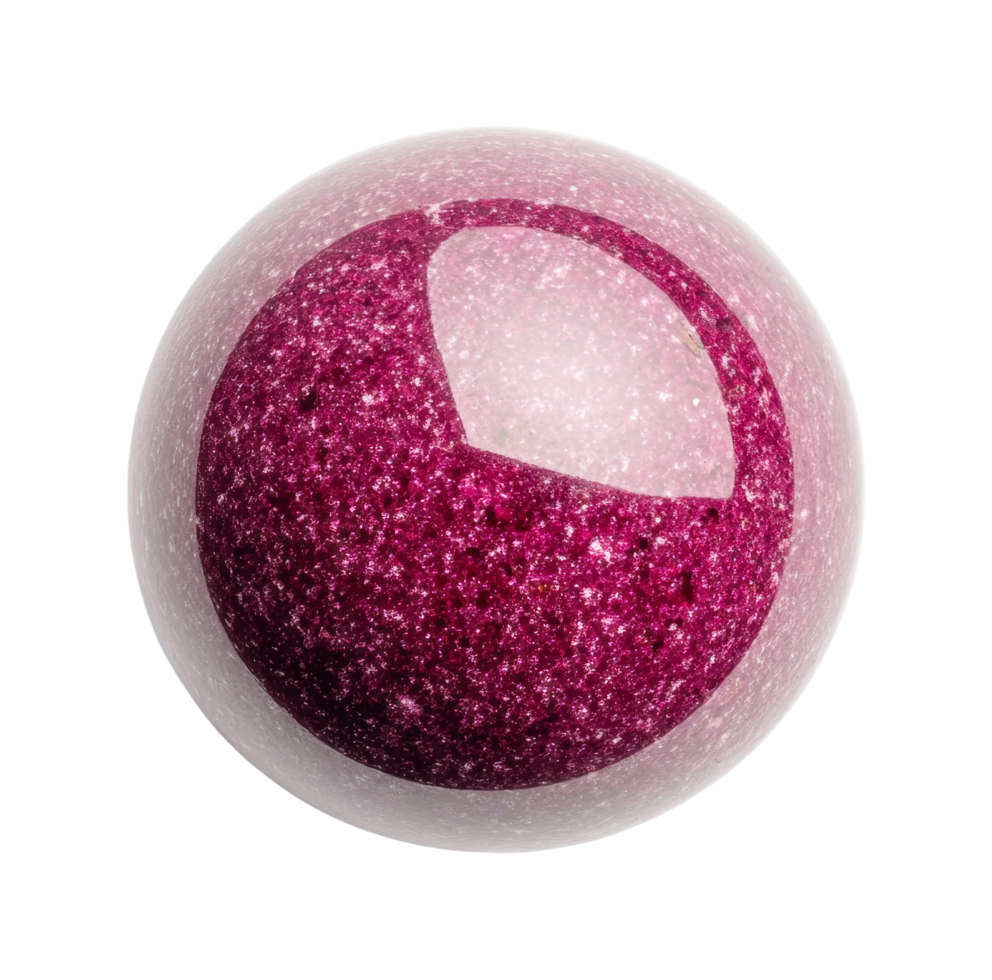Sparkling purple spherical object with reflective surface detail, cut out png