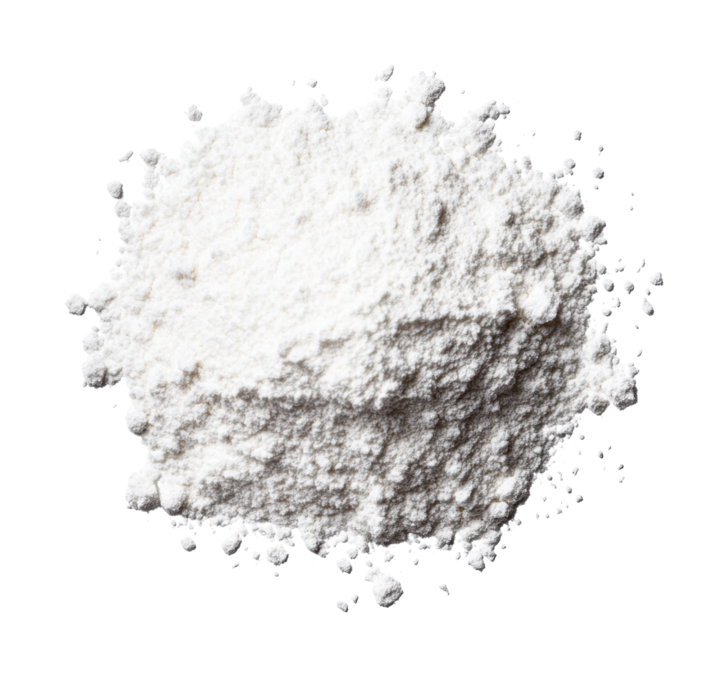 Pile of white powder substance on surface, cut out png