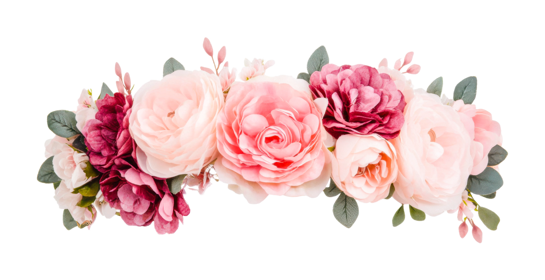 Elegant floral arrangement with roses and peonies, cut out png