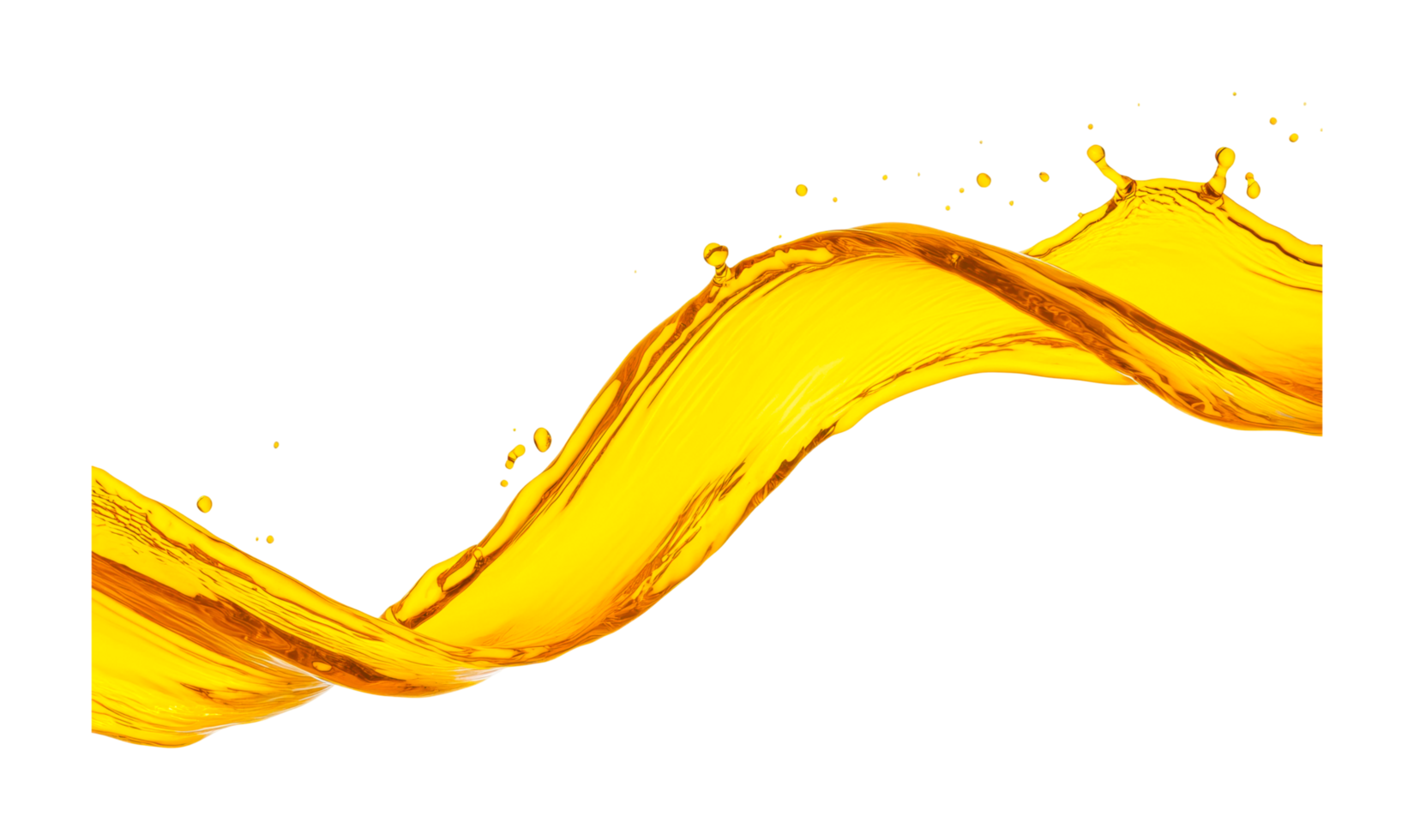 Dynamic golden liquid splash in motion, cut out png