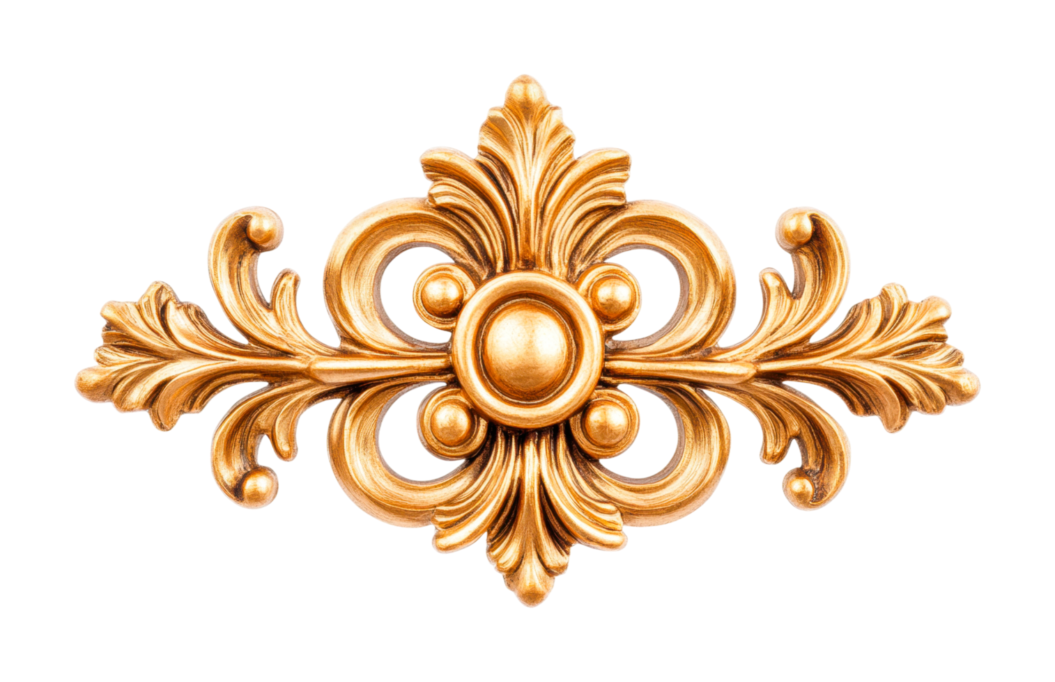 Ornate gold decorative element with elegant flourishes, cut out png