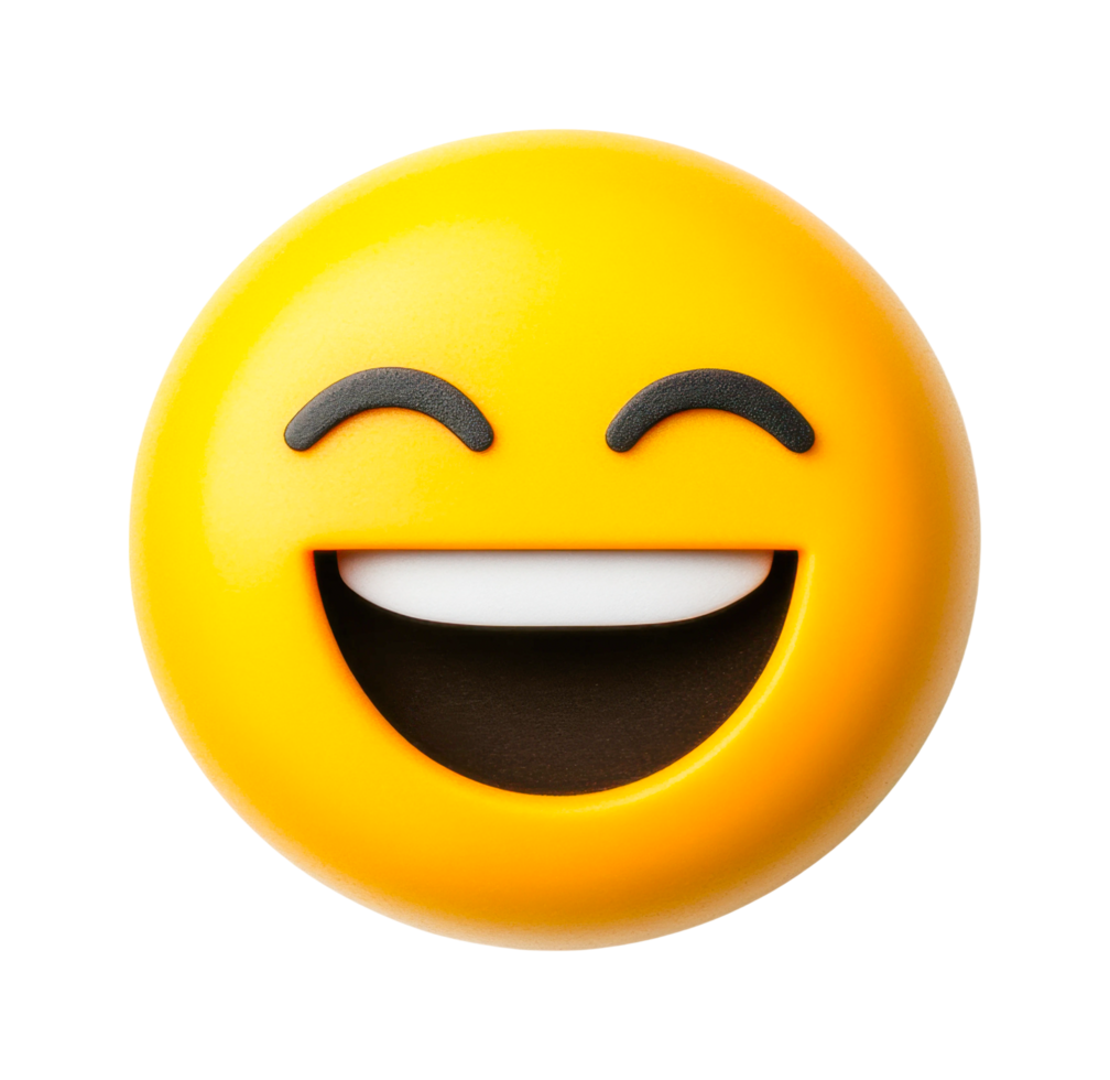 Smiling emoji with happy expression and closed eyes, cut out png