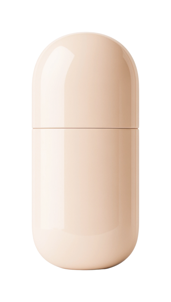 Sleek minimalist capsule-shape storage container with glossy finish, cut out png