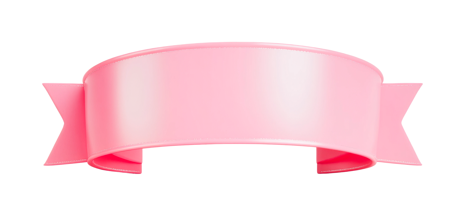 Pink ribbon banner with bow on each side, cut out png