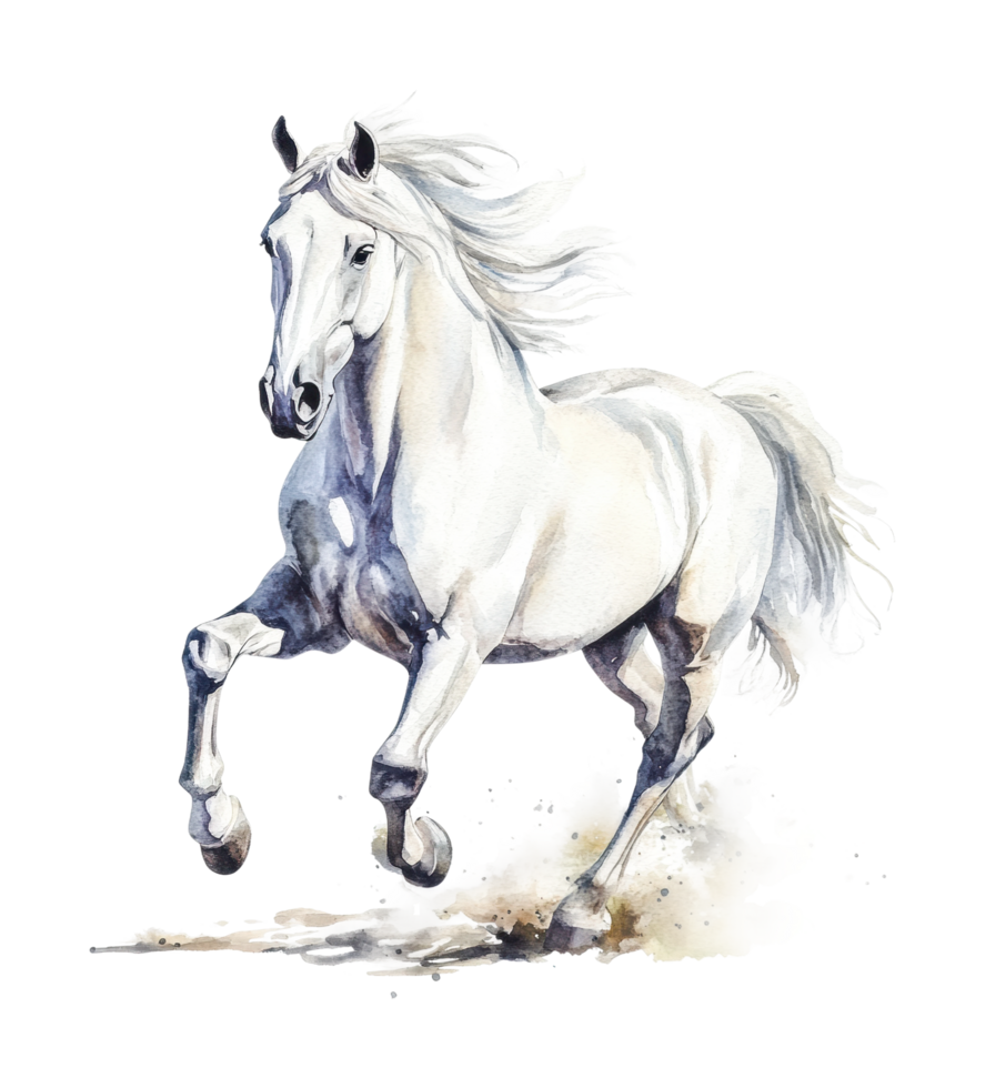 Elegant gray horse galloping with grace and power, cut out png