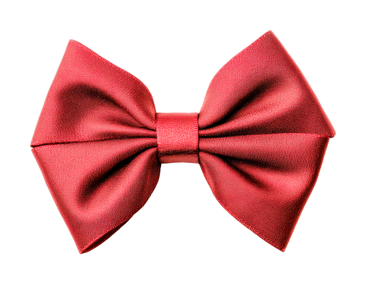 Elegant red bow tie with symmetrical design for formal wear, cut out png