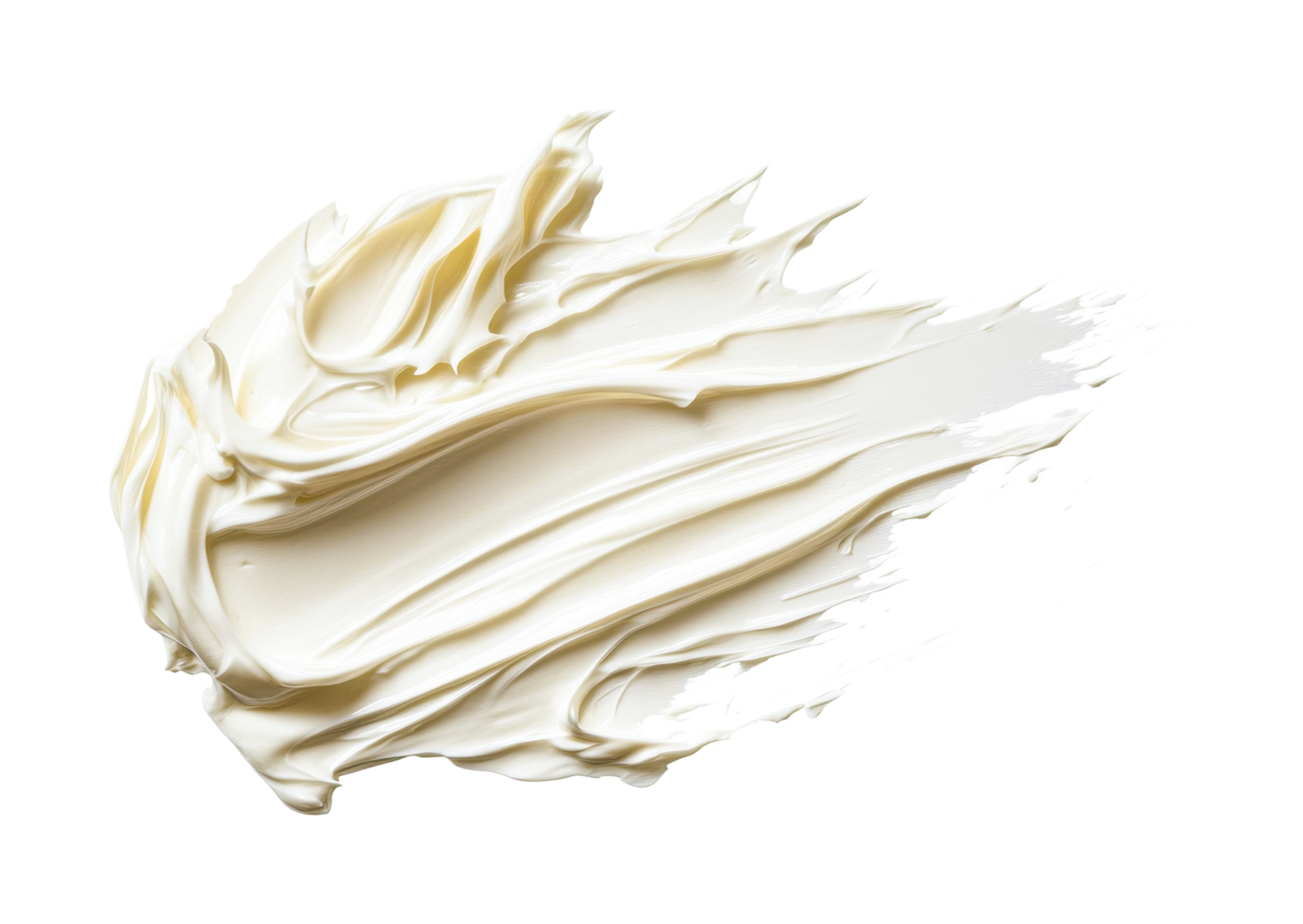 Abstract creamy texture with dynamic brush strokes on black, cut out png