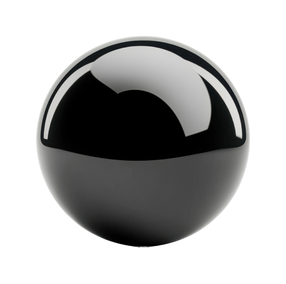 Reflective silver sphere with glossy surface and smooth texture, cut out png