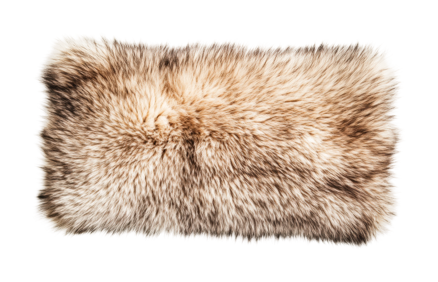Soft fluffy fur pillow with realistic texture, cut out png