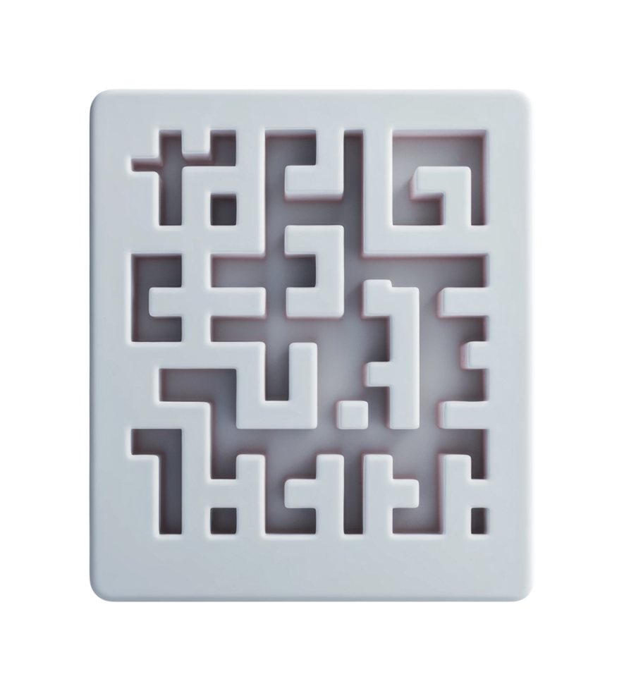 Minimalist square labyrinth puzzle with intricate geometric design, cut out png