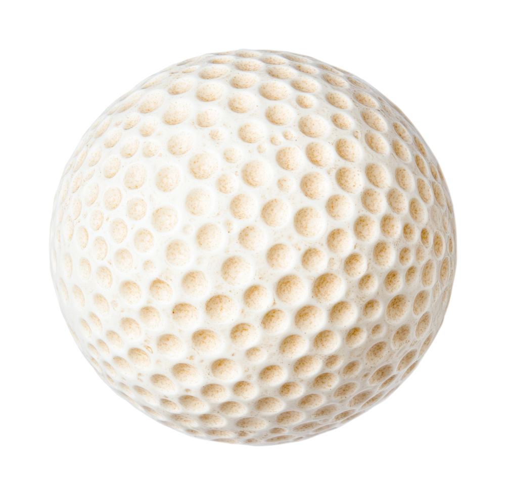 Close-up of golf ball texture and dimple pattern, cut out png