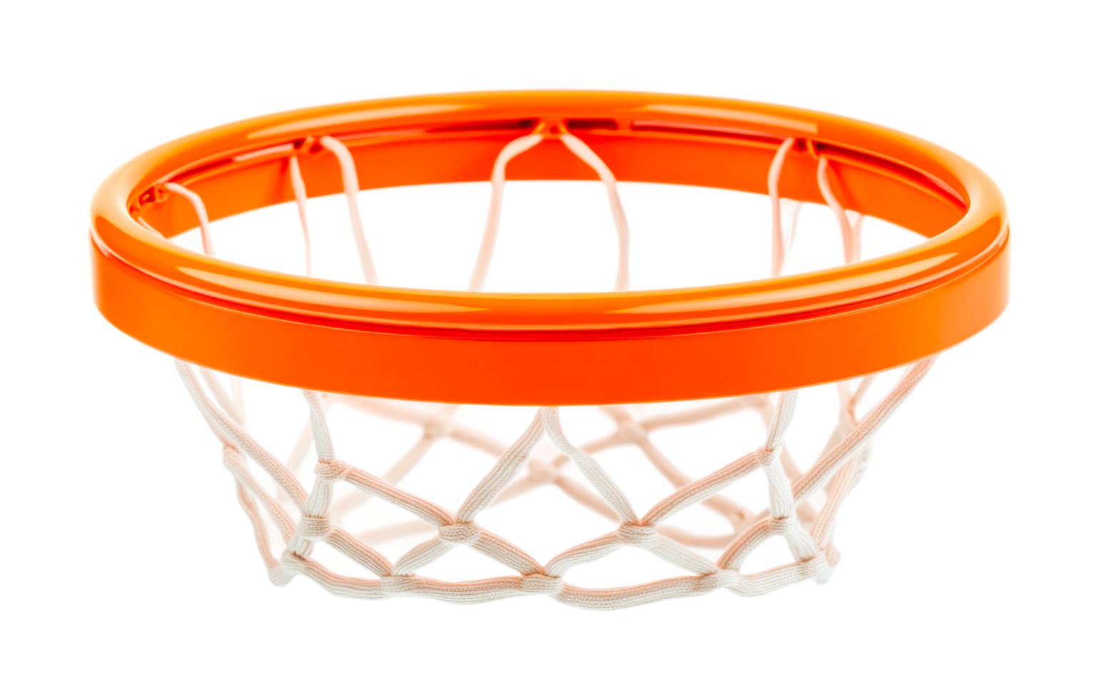 Orange basketball hoop with net for outdoor sports and recreation, cut out png