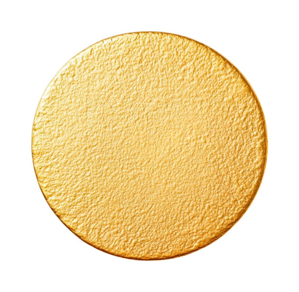 Textured gold circle isolated on solid background, cut out png