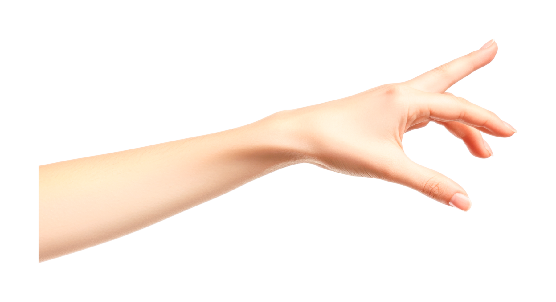 Caucasian female hand gesture with outstretched fingers, cut out png