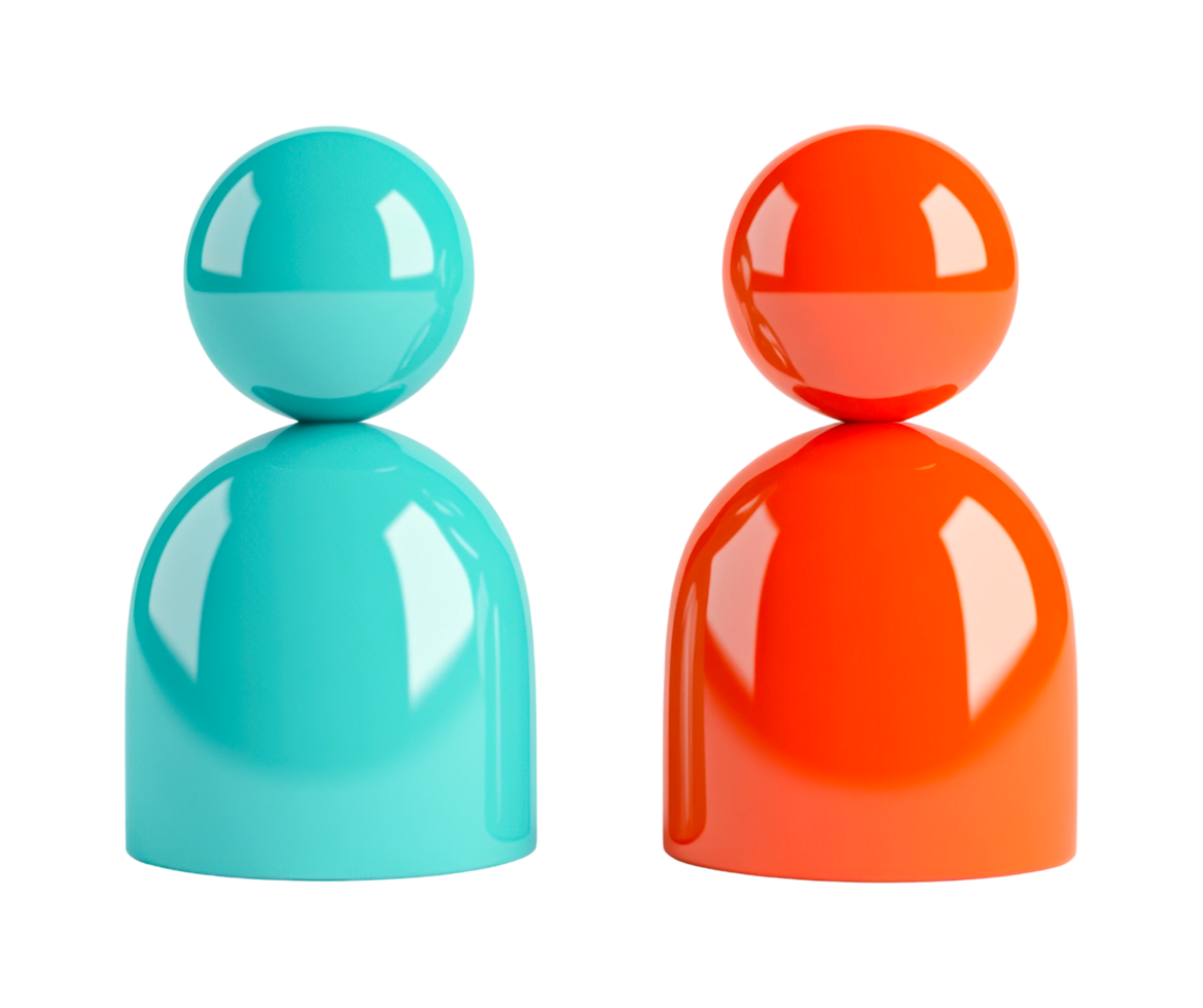 Minimalistic abstract blue and orange figures, cut out png