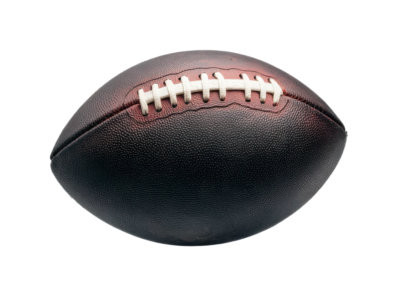 Close-up of textured football with white laces, cut out png